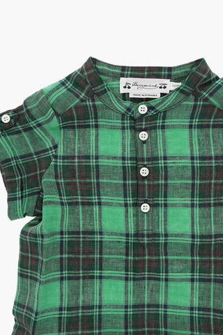 Linen EMILIO Short-sleeves Shirt with Mandarin Collar