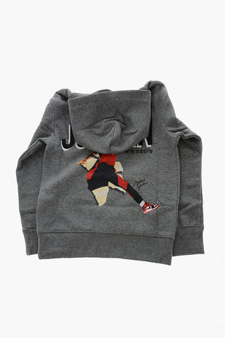 AIR JORDAN Felpa Hoodie in Cotone Felpato Stampata