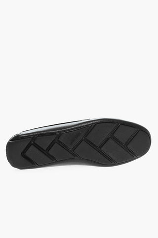 Metal Logo Hammered Leather Loafers