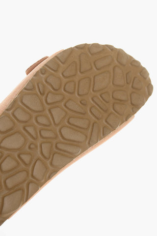 Slides In Pelle Scamosciata Con Fibbie