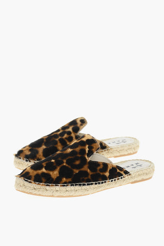 Sabot In Pelle Con Pelliccia Stampata