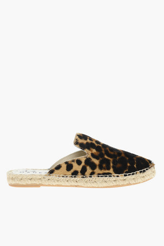 Sabot In Pelle Con Pelliccia Stampata