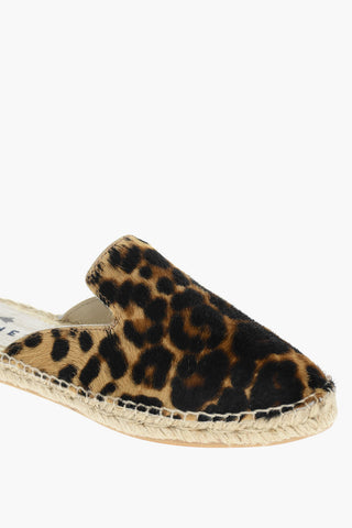 Sabot In Pelle Con Pelliccia Stampata