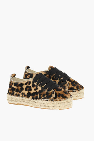 Printed Fur Leather Low-Top Sneakers
