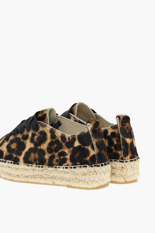 Printed Fur Leather Low-Top Sneakers