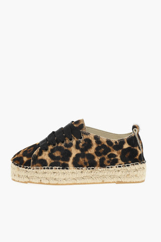 Printed Fur Leather Low-Top Sneakers