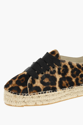 Printed Fur Leather Low-Top Sneakers