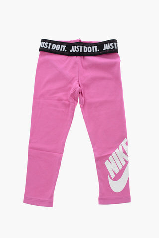 Logo Printed Stretch Cotton Leggings