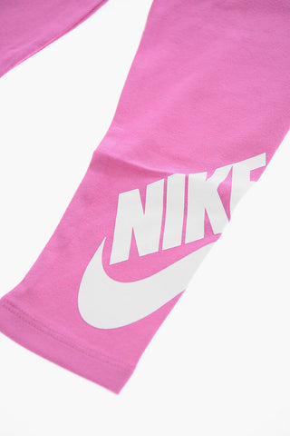 Logo Printed Stretch Cotton Leggings