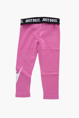 Logo Printed Stretch Cotton Leggings