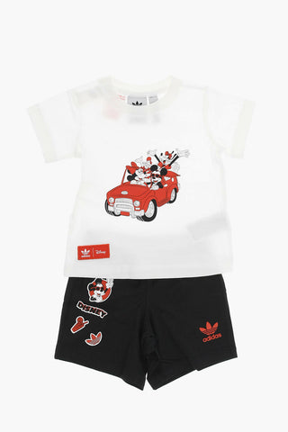 DISNEY Shorts and Tee Set with Graphic Print and Logo Patch
