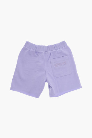 Hoodie and Sweat Shorts Set with Ton-sur-ton Embroidered Logo