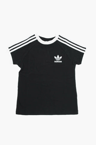 T-shirt Girocollo con Stampa Logo e Strisce Laterali