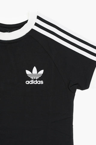 T-shirt Girocollo con Stampa Logo e Strisce Laterali