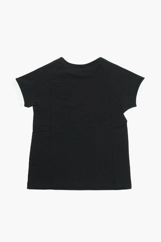 T-shirt Girocollo con Stampa Logo e Strisce Laterali