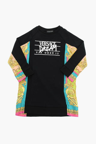 Long-sleeved Dress with DREAM Print and BAROCCO Motif