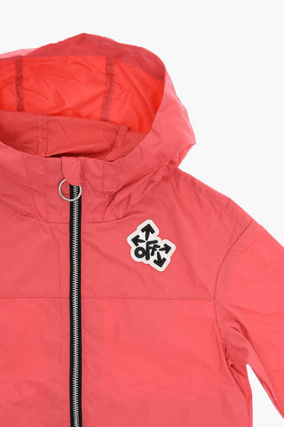 Hooded Sport Jacket with Rubber Logo Patch