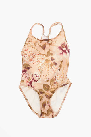 One-piece Swimsuit with Floral Motif