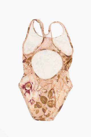 One-piece Swimsuit with Floral Motif