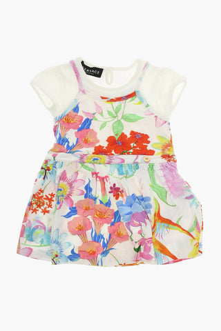 Two-layered Dress with Floral Motif Allover