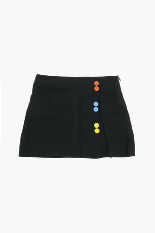 Miniskirt with Side Vent and Multicolored Buttons