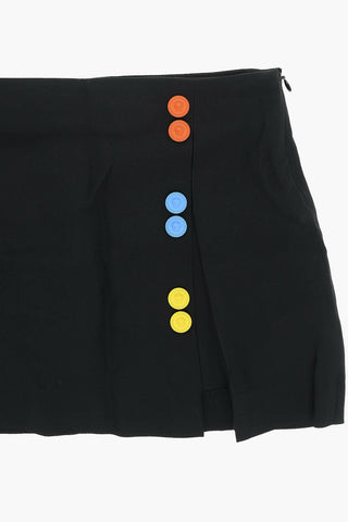 Miniskirt with Side Vent and Multicolored Buttons