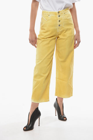 Acid Wash Effect Palazzo Jeans 22cm