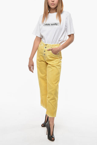 Acid Wash Effect Palazzo Jeans 22cm