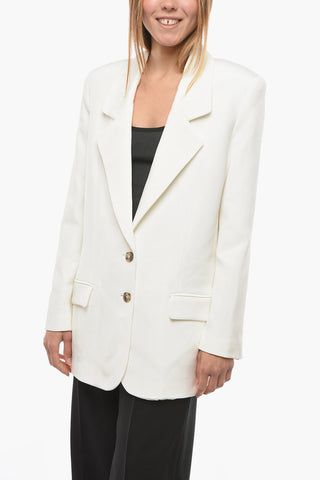 Silk CAEN Single-breasted Blazer with Oversized Shoulders