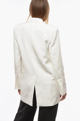 Silk CAEN Single-breasted Blazer with Oversized Shoulders