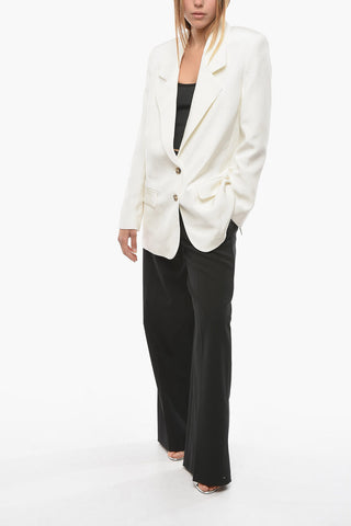 Silk CAEN Single-breasted Blazer with Oversized Shoulders