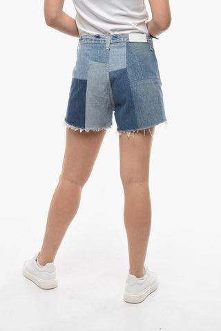 LEVI'S Shorts Patchwork in Denim con Orlo Sfrangiato
