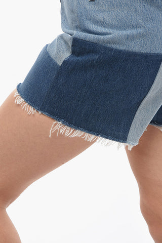 LEVI'S Shorts Patchwork in Denim con Orlo Sfrangiato