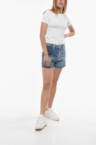 LEVI'S Shorts Patchwork in Denim con Orlo Sfrangiato