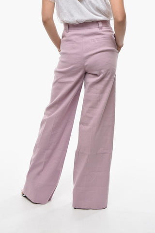 Pantaloni Palazzo in Lino e Cotone Stretch