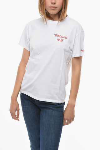 Crew-neck T-Shirt with Contrasting Embroidery