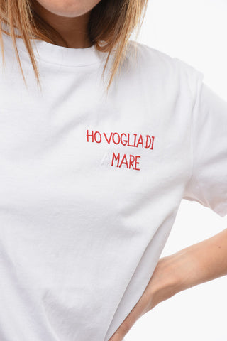Crew-neck T-Shirt with Contrasting Embroidery