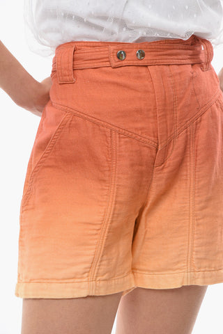 ETOILE Linen-blend High-waisted KAYNEYD Shorts with Tie-dye Effect
