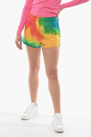 Shorts in Denim Effetto Arcobaleno