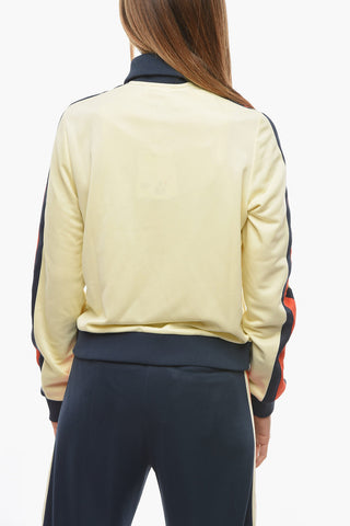 Contrasting Side Bands Sweatshirt with Zip Closure