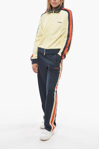 Contrasting Side Bands Sweatshirt with Zip Closure