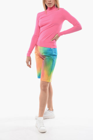 Maglia a Collo Alto Elasticizzata con Finiture a Coste