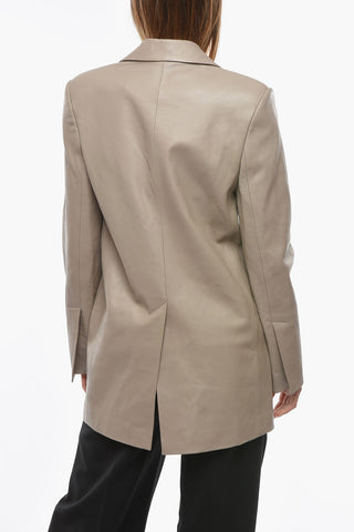 Leather LILLE Single-breasted Blazer with Oversized Shoulders