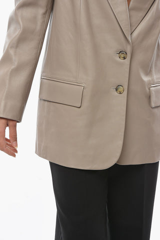 Leather LILLE Single-breasted Blazer with Oversized Shoulders