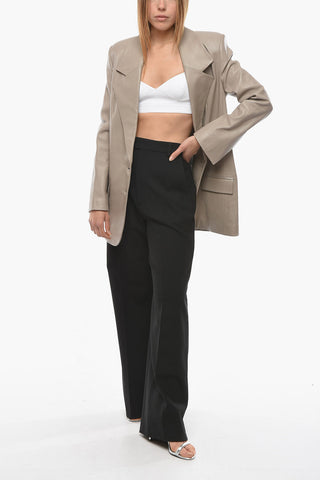 Leather LILLE Single-breasted Blazer with Oversized Shoulders