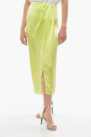 Gonna Longuette in Satin con Maxi Spacco Frontale