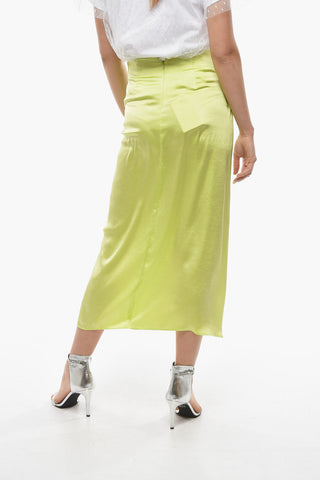 Gonna Longuette in Satin con Maxi Spacco Frontale