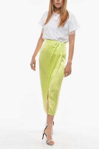Gonna Longuette in Satin con Maxi Spacco Frontale