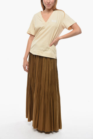V-Neck T-Shirt with Lurex Stripes