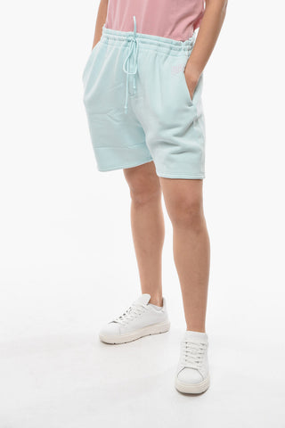 Fleeced-Cotton Shorts with Drawstring Waist